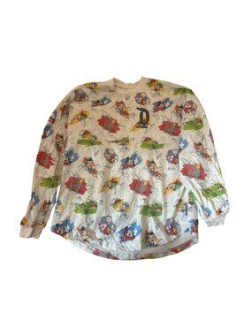 Vintage Disneyland Spirit Jersey L Character Print Long Sleeve White Multicolor